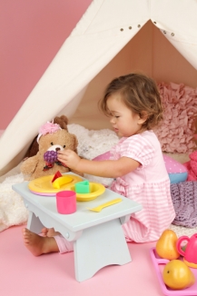 Pretend Play Tea Party at home with a TeePee Tent