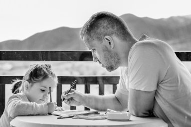 Girl and Father drawing