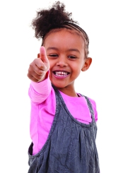 Cute little girl making thumbs up