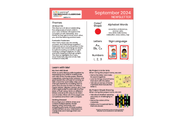 Preschool Newsletters - FunShine® Express